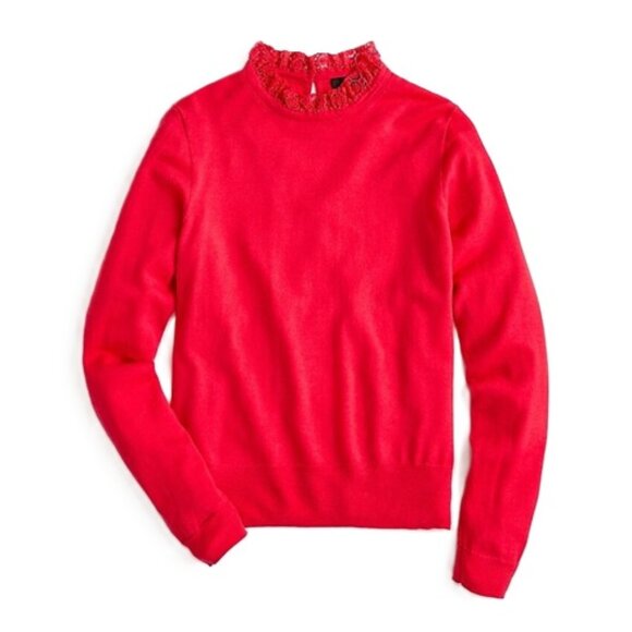 NWT-XS-J.Crew Tippi sweater with lace collar detail